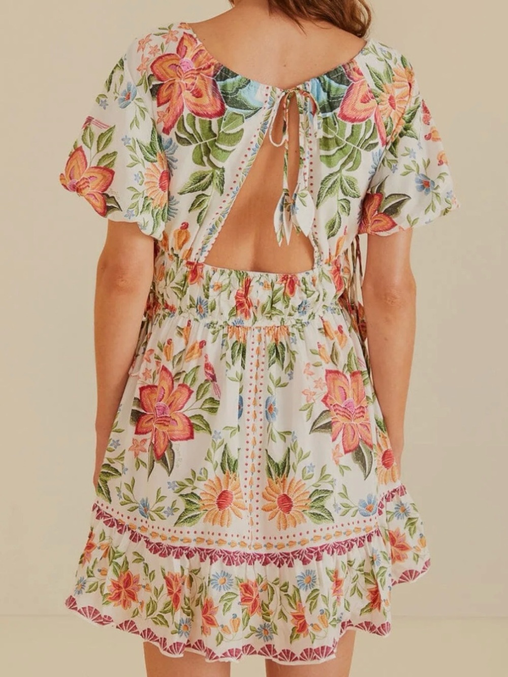 Farm Rio Off-White Bloom Garden Mini Dress Size XS - Picture 2 of 16